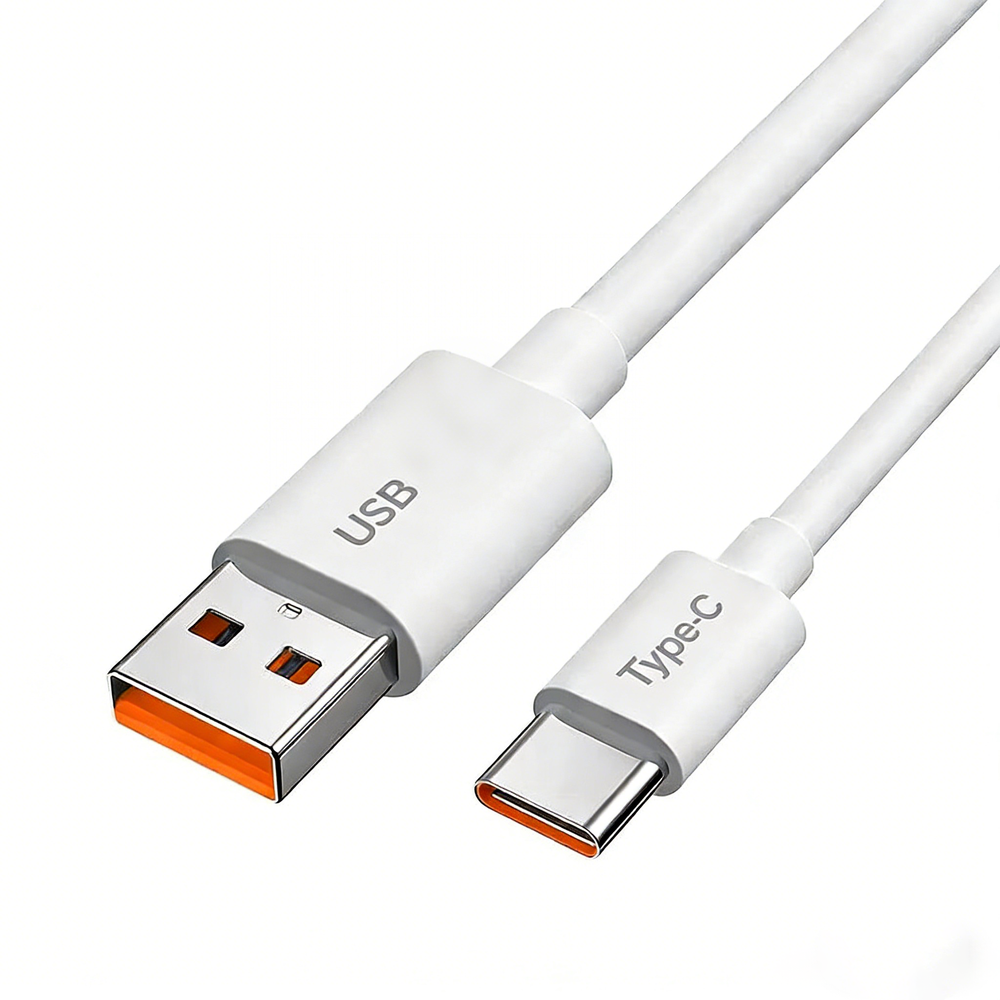 60W Fast Charging Cable USB-A to Type-C - 6A Universal White PVC | 1m/1.5m/2m