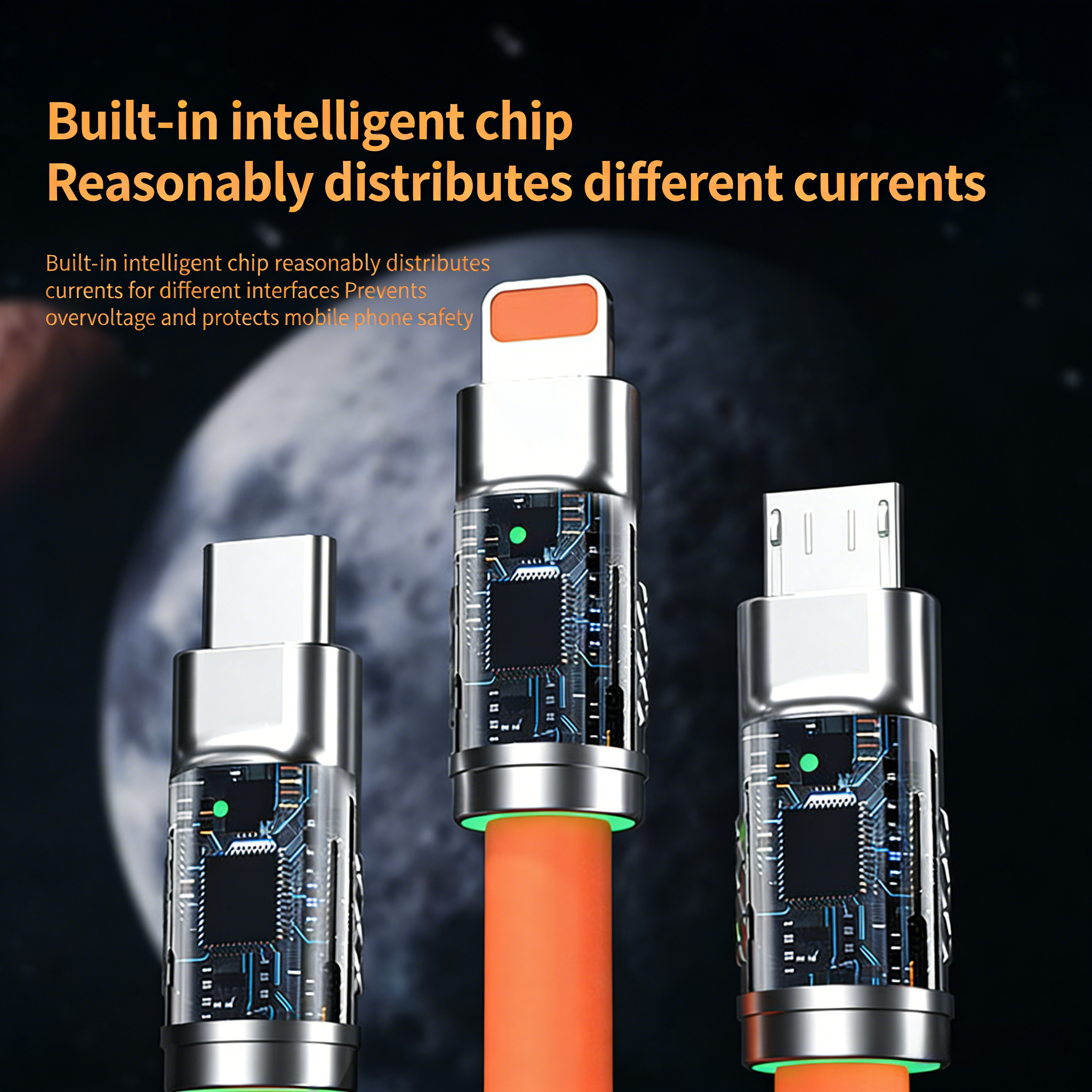 120W 3-in-1 Fast Charging Cable - Lightning/Type-C/Micro-USB Universal Charger | 1.2m