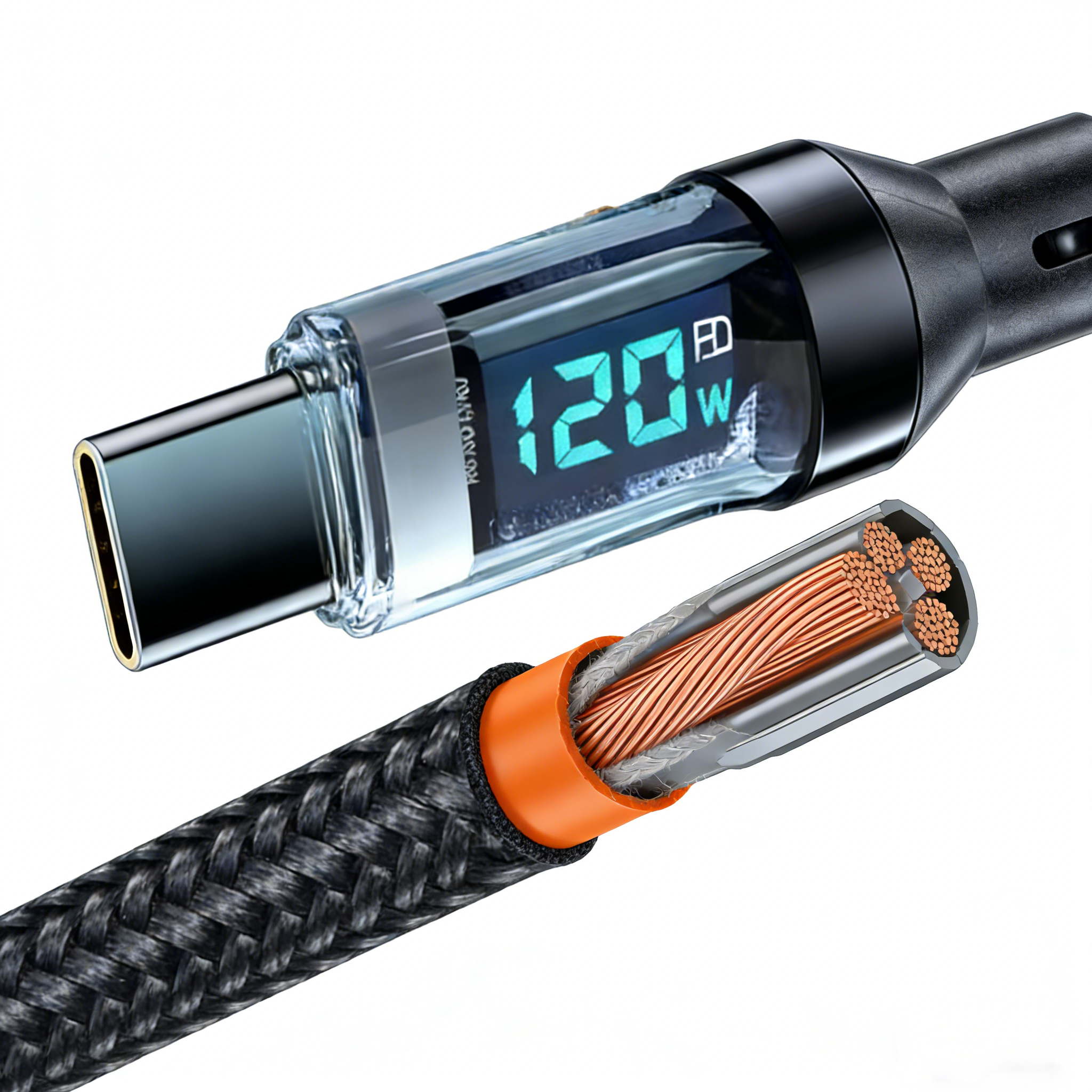 120W USB-C Fast Charging Cable with LED Display - Universal Type-C Cable | Buy 2 Get 1 FREE