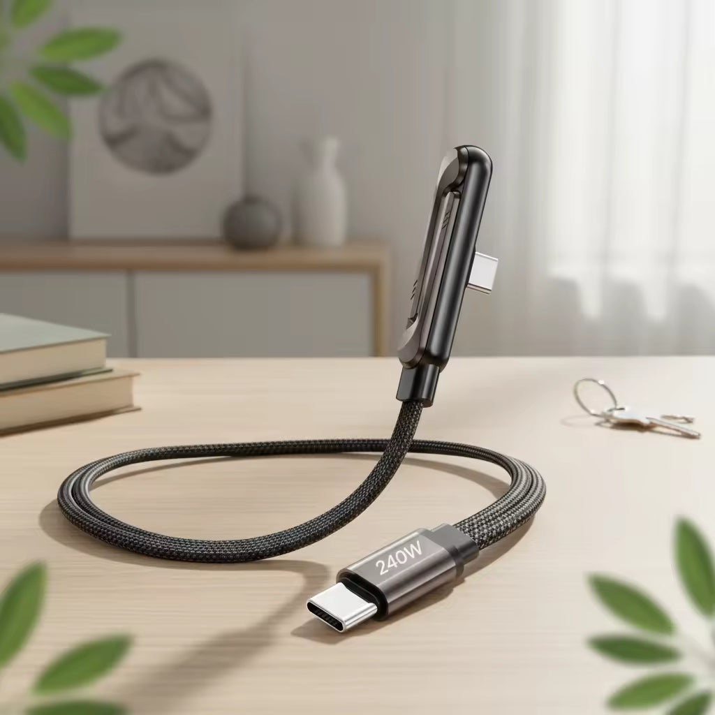 2-in-1 Invisible Stand Charging Cable, Multi Charger Cord with Type C Multi-Angle Adjustable Stand, 240W Fast Charging Cable 5 FT, for Smartphones, Tablets, Laptops and Gaming Devices