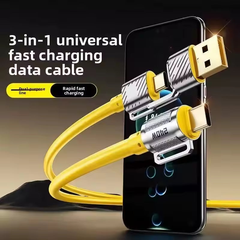 ANKDREAMINK Mecha 4-in-1 Fast Charging Cable 240W, Rotatable Zinc Alloy  Connector USB C to Lightning/Type-C/USB-A, Universal Silicone Data Cord for iPhone Samsung Laptop, CE ROHS Certified