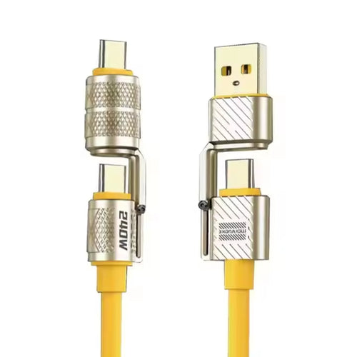 ANKDREAMINK Mecha 4-in-1 Fast Charging Cable 240W, Rotatable Zinc Alloy  Connector USB C to Lightning/Type-C/USB-A, Universal Silicone Data Cord for iPhone Samsung Laptop, CE ROHS Certified